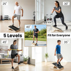 People of different ages using the slant board at different angles