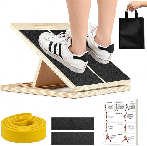 Pick Patch House wooden slant board with loop band, 2 spare grip sheets, carry bag and exercise guide